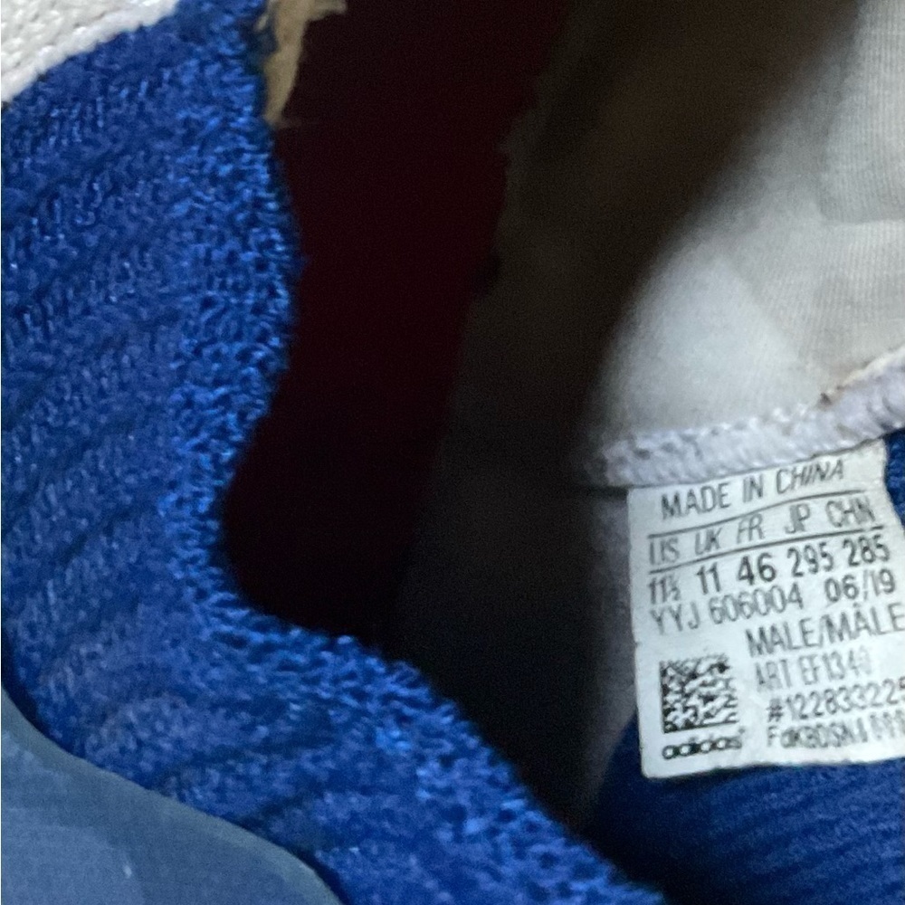 Adidas Ultraboost 19 Men Size 11.5 Running Sneaker Shoes Blue White EF1340 - Picture 6 of 8